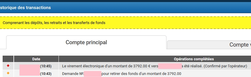 historique des transactions